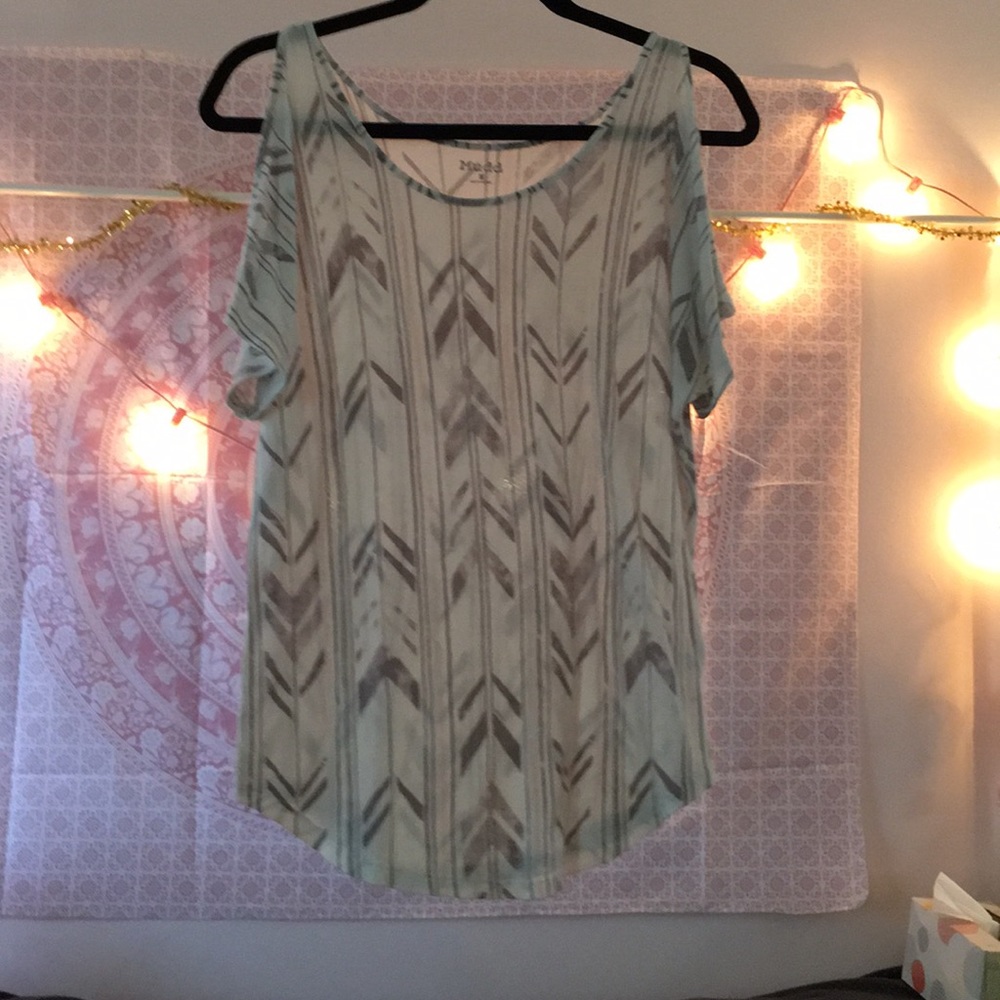 Arrow Striped Open Shoulder Top